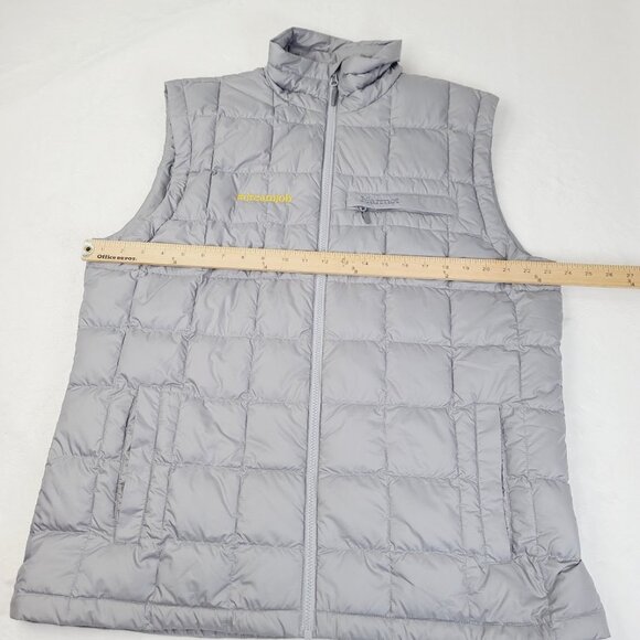 Marmot Men's Gray 700 Down Sleeveless Grid Winter Insulated Puffer Vest Size XL - Picture 3 of 7